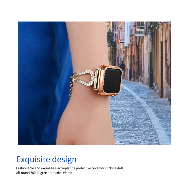 Алмазный чехол для Apple Watch Series 5 4 3 2 1 38 мм 42 s Iwatch 40 44 аксессуары часов Романтический