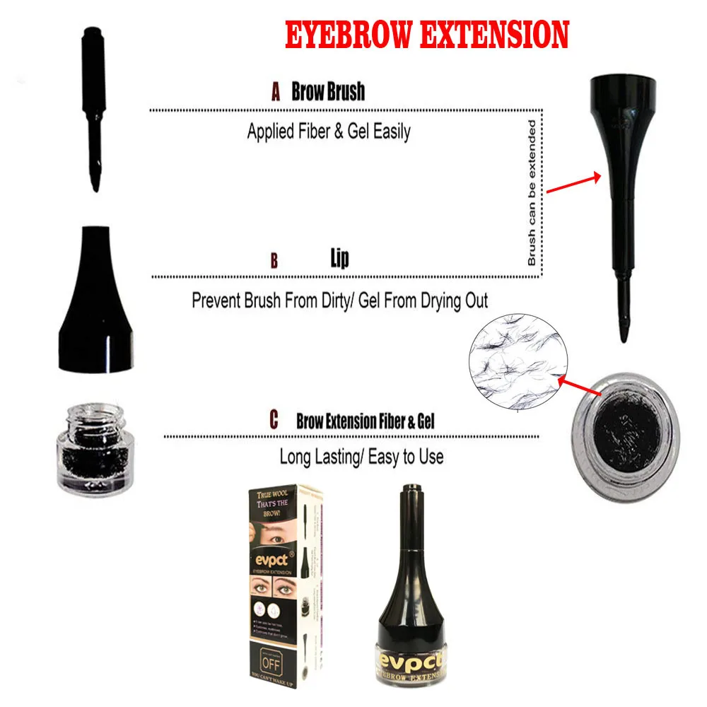 Крем волокно для наращивания бровей 3D гель кисть карта красоты|Средства роста