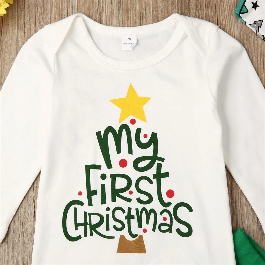 

3Pcs Newborn Baby Girls Boys 0-18M Christmas Romper Bodysuit Long Pants Hat Outfits