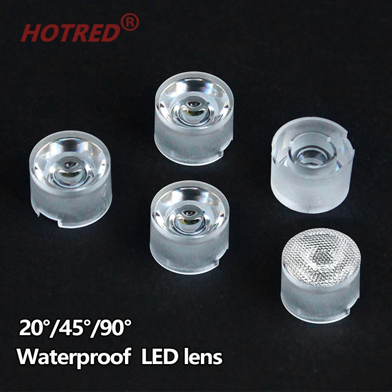 

10pcs LED Lens 1W 3W 5W 15.5mm Waterproof Holder 20 45 90 Degree Angle Lens For High Power Lamp Washwall Light Convex Reflector