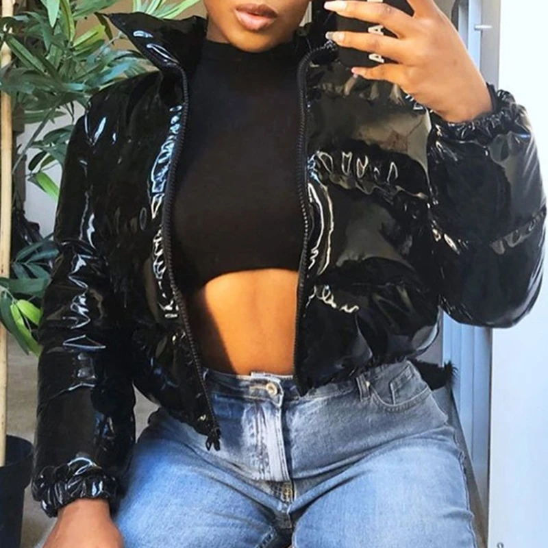 Женская зимняя куртка-пуховик на молнии с длинным рукавом и воротником-стойкой |