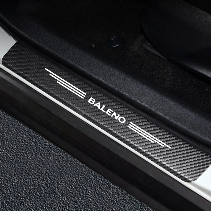 

Автомобильные наклейки на порог двери, Виниловый протектор для SUZUKI Baleno, защитная Накладка на порог автомобиля, аксессуары для декора из угл...