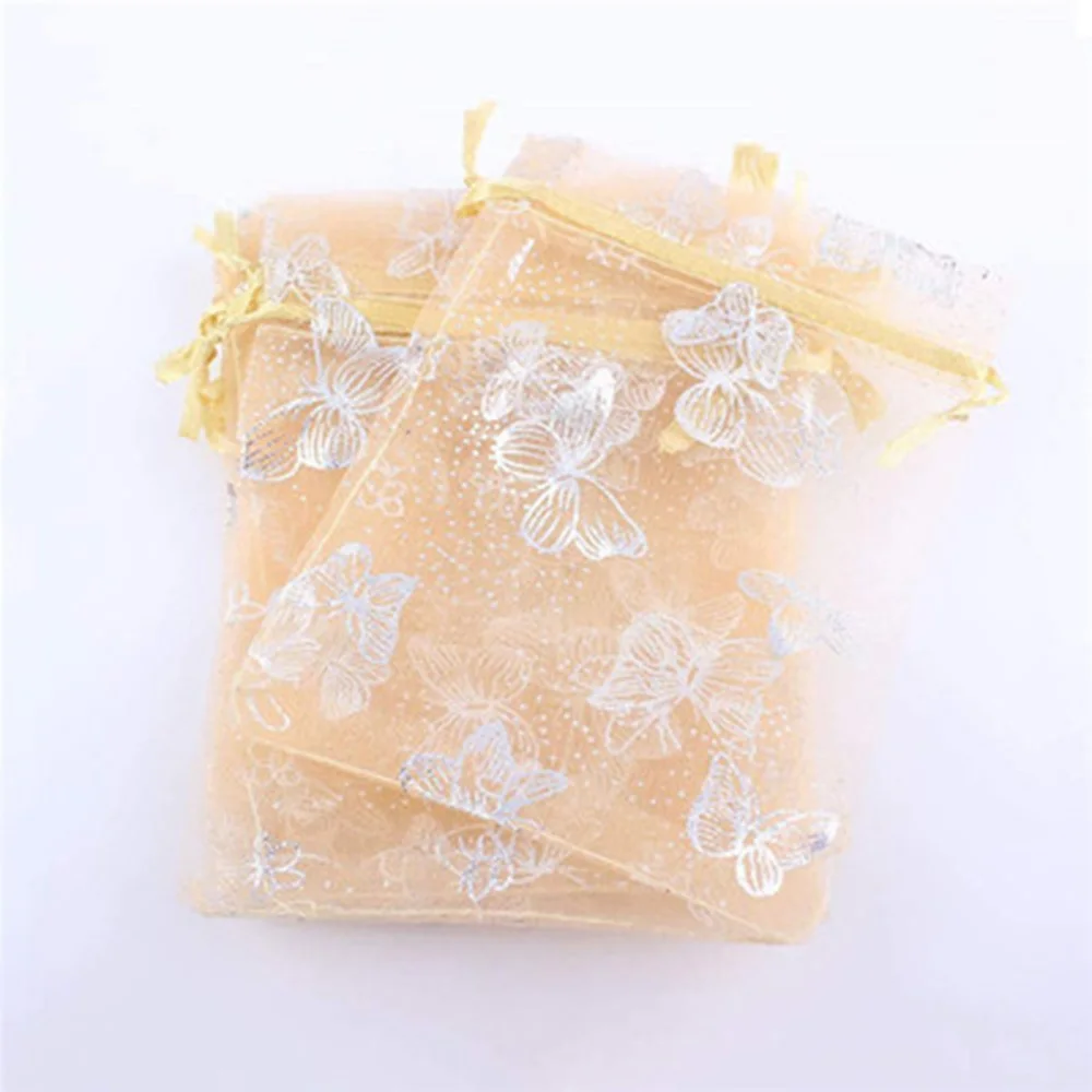 

New 100 Pcs 10x12cm Butterfly Organza Bag Drawable Jewelry Bag Favor Gift Bag Candy Pouche Promotion Bag Cosmetic Bag