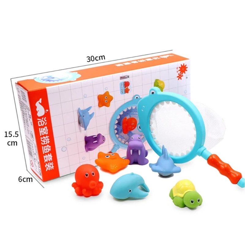 

Floating Animal Shaped Baby Bath Squirt Toys Toddler Salvage Toy Set Water Games Float Fishing Game Little Ocean Bathtub Educati