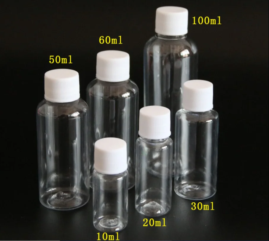 

2pcs/lot Empty Plastic Bottles 10ml/20ml/30ml/50ml/60ml/100ml Refillable Bottling Packaging