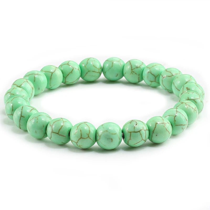 Turquoise Модные браслеты из черного гематита с бусинами из лавы для мужчин, ручной работы, Энергетический Браслет из натурального камня для женщин, Pulseira Masculina, подарки - Окраска металла: Turquoise