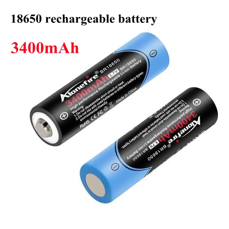 

18650 Battery 3.7V 3400mAh Large Capacity Pointed Rechargeable Battery For Electric Toy Lamp Flashlight 18650 Lithium Battery