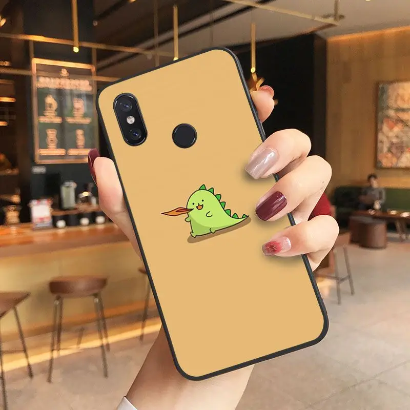 Cute Dinosaur TPU Soft Black Phone Case For Xiaomi Mi 6 6plus 8 8SE 9 9SE 6X Note2 Note3 Coque Shell Cellphones