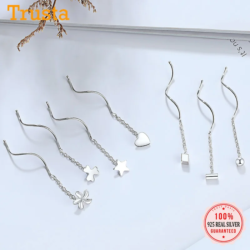 Trustdavis 925 Стерлинговое Серебро волны кисточка звезда цветок Цепочка капля стикер