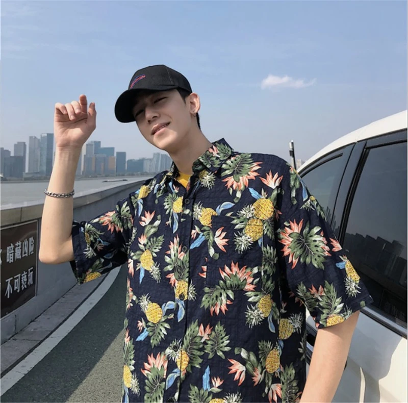 Рубашка в японском Корейском стиле с цветочным принтом летняя мода Asain тонкое