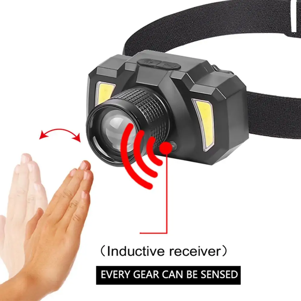 

200LM XPE COB LED Sensor Headlight Outdoor Camp Headlamp Torch Led Head Lamp Flashlight Torch Headlight Rechargeable
