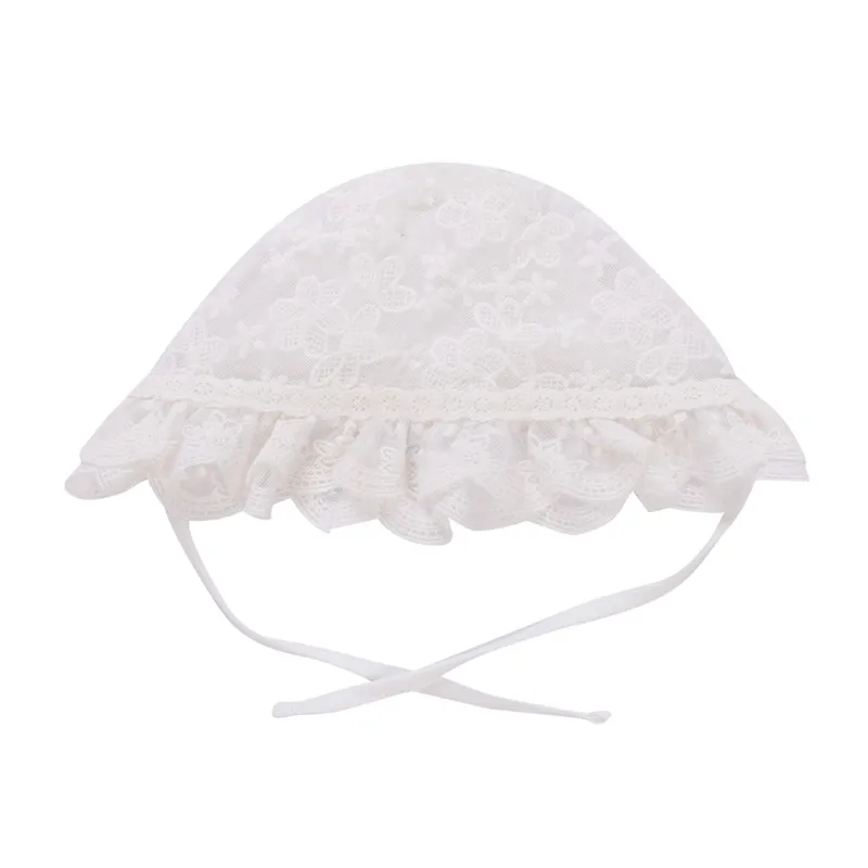 Baby Lace Hats Flower Embroidery Turban Hat Sunbonnet Newborn Infant Girls Lovely Princess Ruffles Caps Drawstring Accessories | Детская