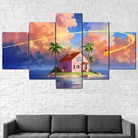 no framed canvas 5 panel anime gift island nimbus posters wall art modern pictures paintings home decor living room decoration