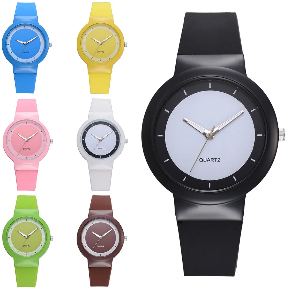 Женские часы модные силиконовый ремешок кварцевые повседневные Роскошные