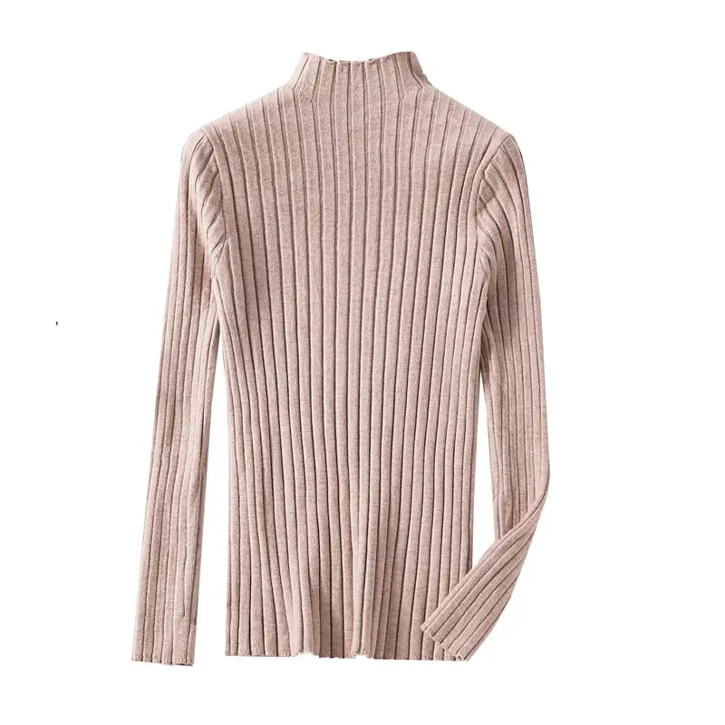 

Autumn/Winter Korean version 2020 new wooden ear half-height collar chic pit striped long-sleeved knitwear women's wear.