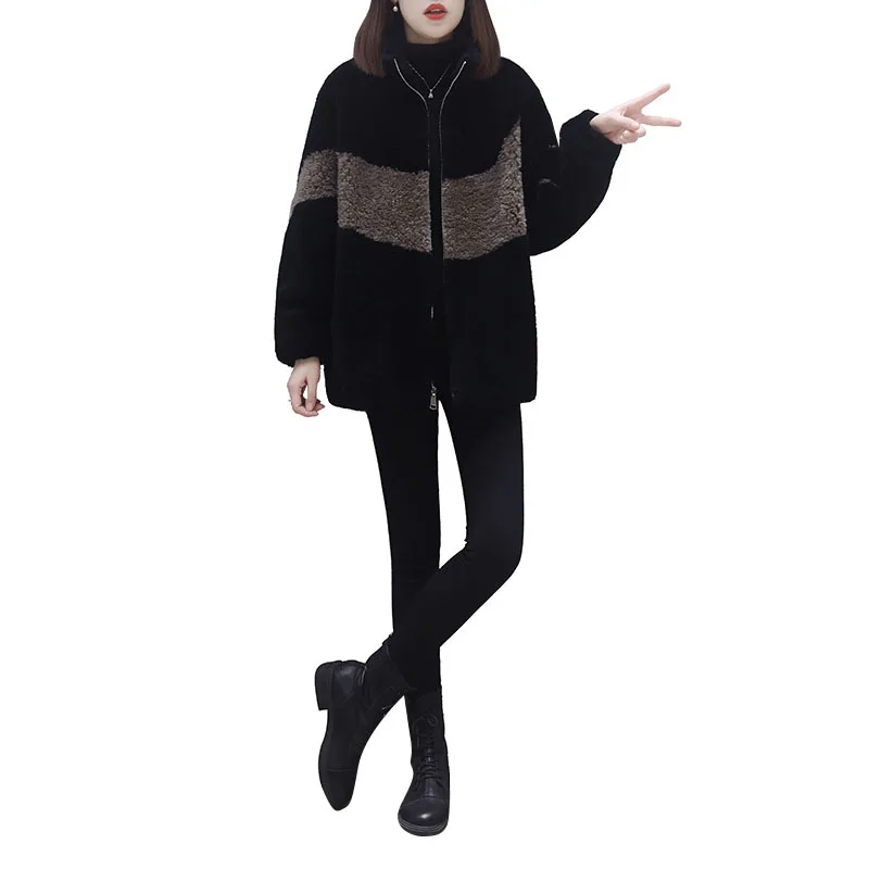 

Short lamb wool coat women 2021 new winter fur all-in-one cashmere coat