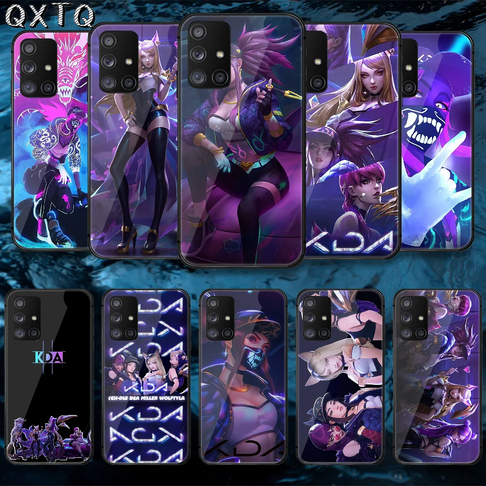

QXTQ LOL KDA Game Akali Kaisa Tempered Glass Phone Case Bag Cover For Samsung Galaxy A 10 12 20E 21 30 32 50 40 51 52 70 71 72