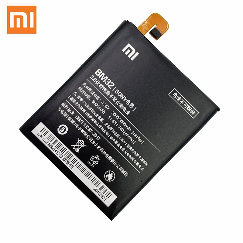 Xiao Mi Оригинальный аккумулятор для телефона BM32 Xiaomi 4 Mi4 M4 высокое качество 3000 мАч
