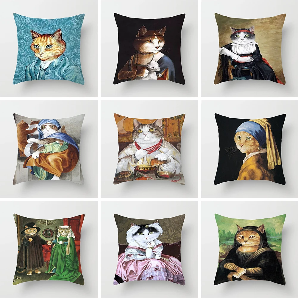 Забавный мультяшный Кот персиковая кожа наволочка Чехол 45x45 см Милый принт с