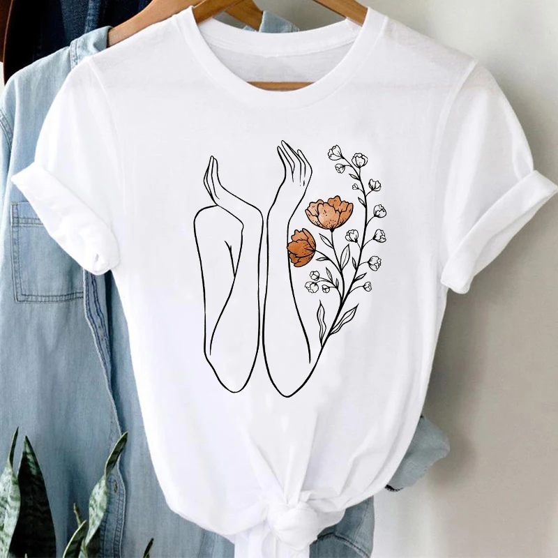 

T-shirts Women Printing Watercolor Trend Clothing Flower 90s Fashion Clothes Graphic Tshirt Top Lady Print Female Tee T-Shirt
