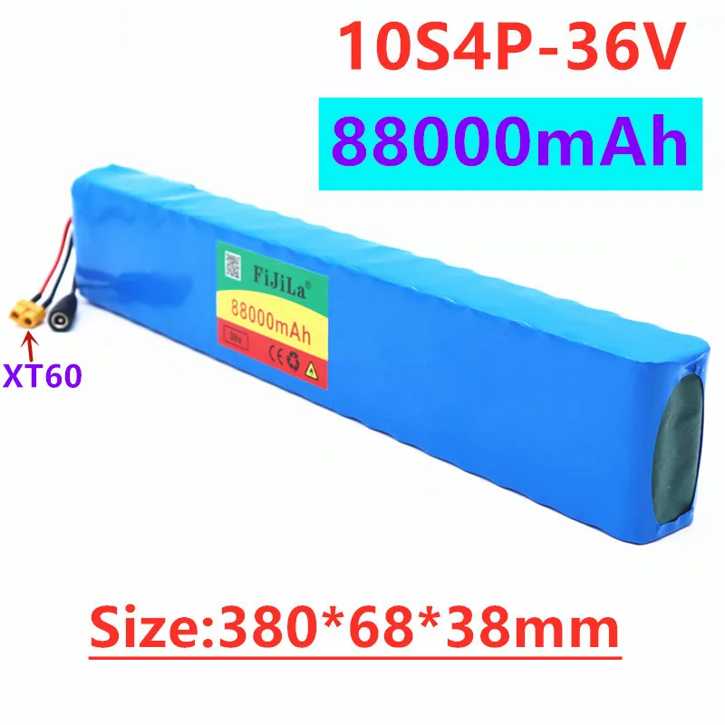 

36V 10S4P 88Ah 600W High power 88000mah capacity 18650 lithium battery pack ebike electric car bicycle motor scooter 20A BMS