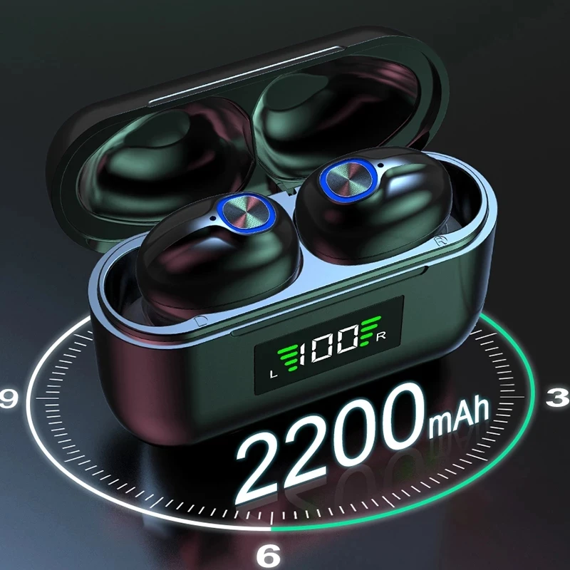 

TWS Bluetooth Earphones Noise Canceling 9D Stereo Headset Sports Waterproof Earbuds 2200mAh Charging Box Mic Wireless Headphone