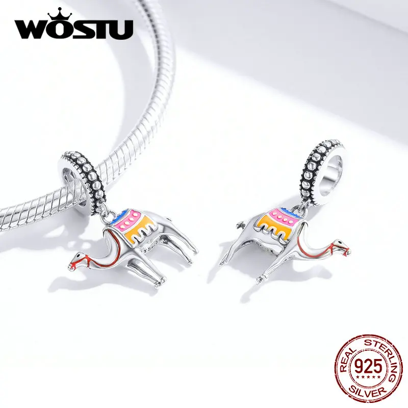 WOSTU 925 пробы серебряные верблюды для пустыни Висячие Подвески подходят к