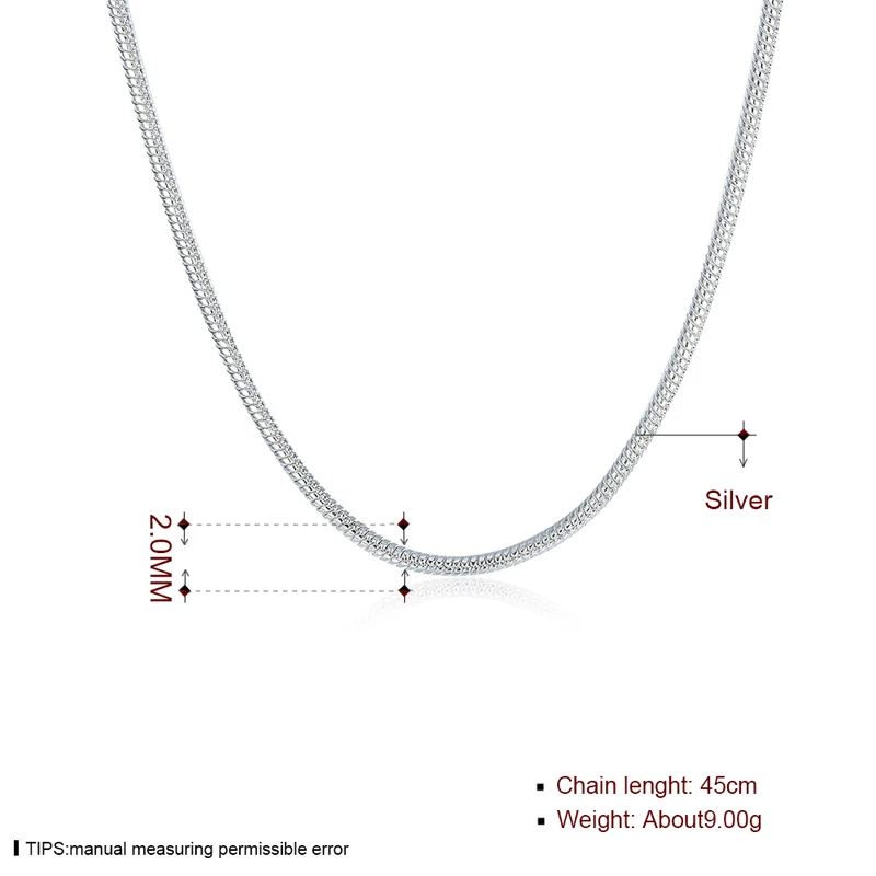 Ожерелье из цепочки "Змея" 2 мм для женщин и мужчин из серебра 925 пробы, с звеном для подвески в стиле Thomas, модные украшения и аксессуары.