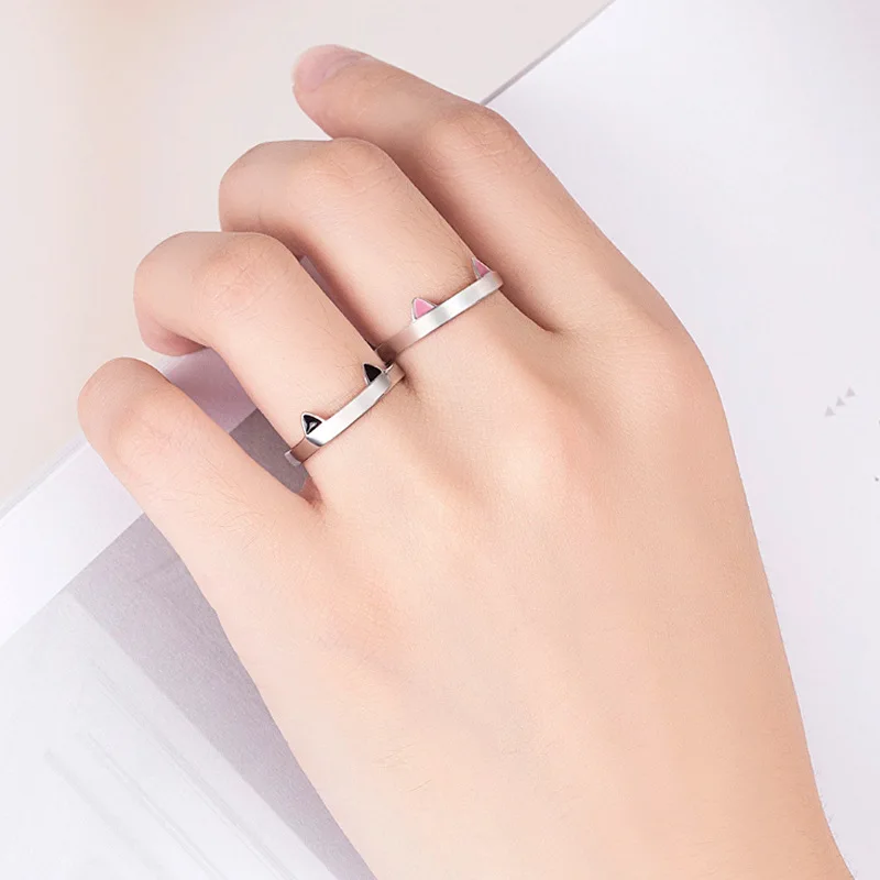 

Fashion trend fresh girl kitten ring cute chinchilla ears claws tail ring opening ring jewelry