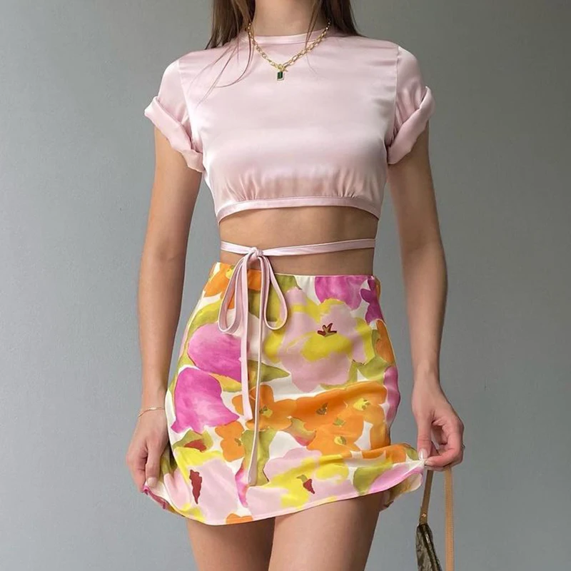 

Falda Sexy de media pierna ajustado para mujer, falda de cintura alta para mujer,K88 falda Floral de verano, novedad de 2021