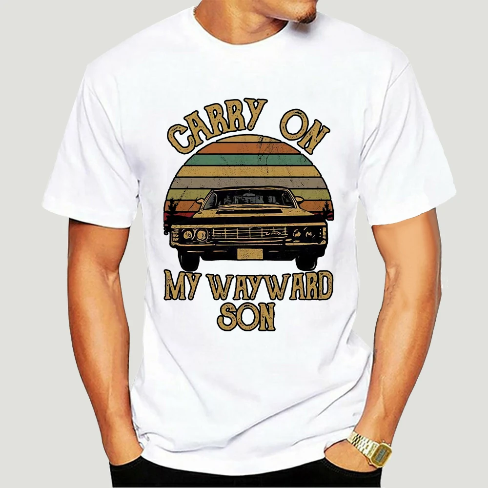 

Supernatural Vintage T Shirt Carry on My Wayward Son Dark Heather Men O-Neck