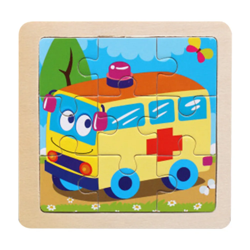 Деревянный животные пазл развивающие Обучающие Детские тренировочные игрушки 9