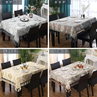 tassels jacquard embroidered lace tablecloth non slip chair cover wedding party table cover advanced european brussels decor a1