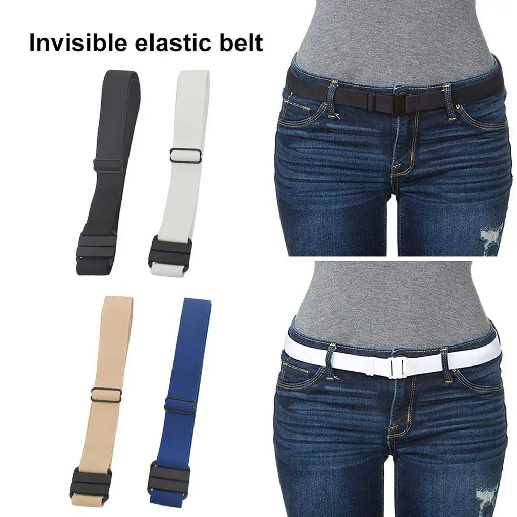 

Adjustable Stretch Waist Belt No Show Flat Buckle Non-Slip Simple Elastic Belts Band For Women And Men Pants Clothes Waistband