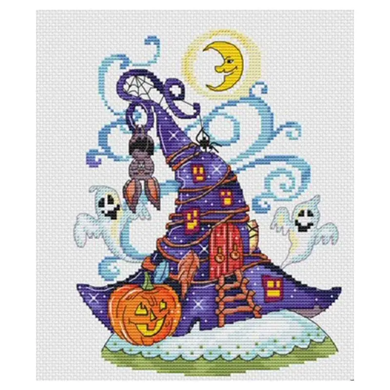 

Halloween hat patterns Counted Cross Stitch 11CT 14CT 18CT DIY Cross Stitch Kits Embroidery Needlework Sets