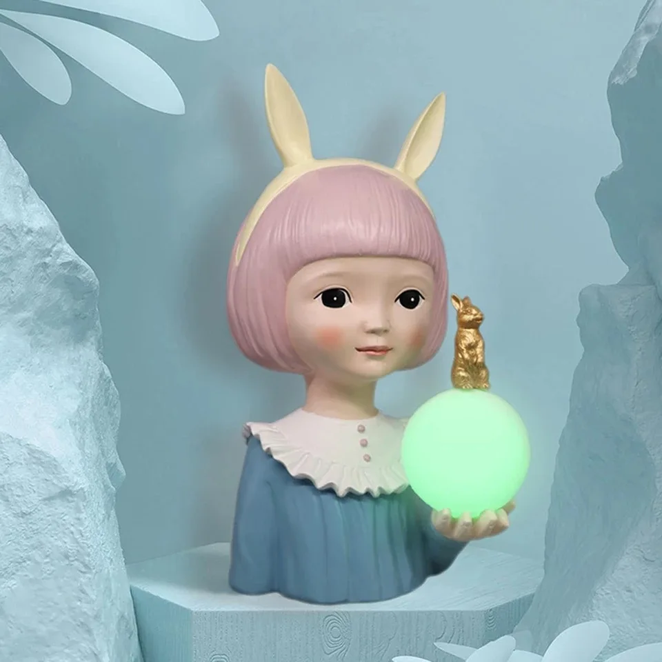 

Nordic Light of Hope Girls Resin Crafts Decoration Color Bedroom Decorations Gifts for Girls Home Decor USB Charge LED Lamp