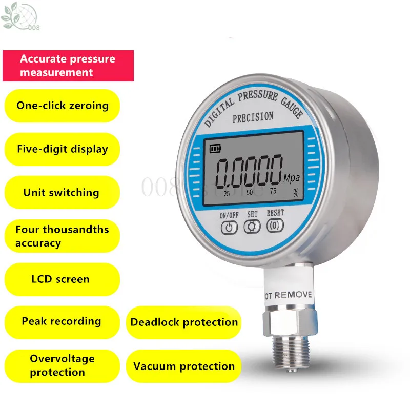HC-YS100 Stainless Steel Intelligent Battery Digital Pressure Gauge High Precision Seismic Water Pres | Инструменты
