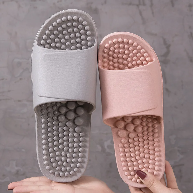 

PVC Non-slip Women Bathroom Slippers Indoor Massage House Slippers Summer Beach Soft Home Slides Casual Ladies Plus Size Couples