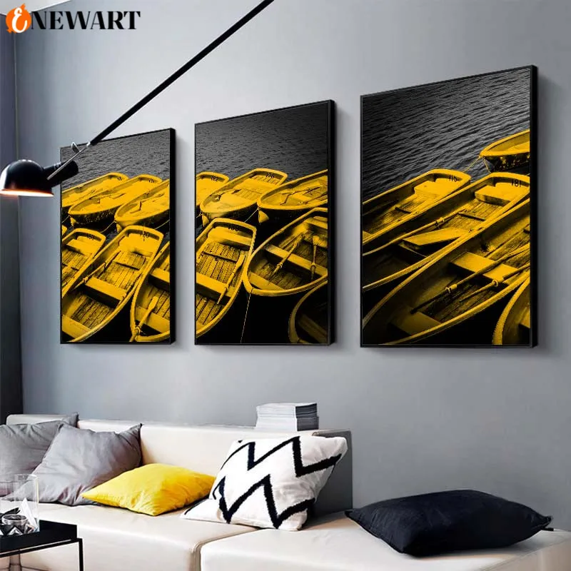 Текстура темный цвет желтый лодка украшение картина домашний холст постер и