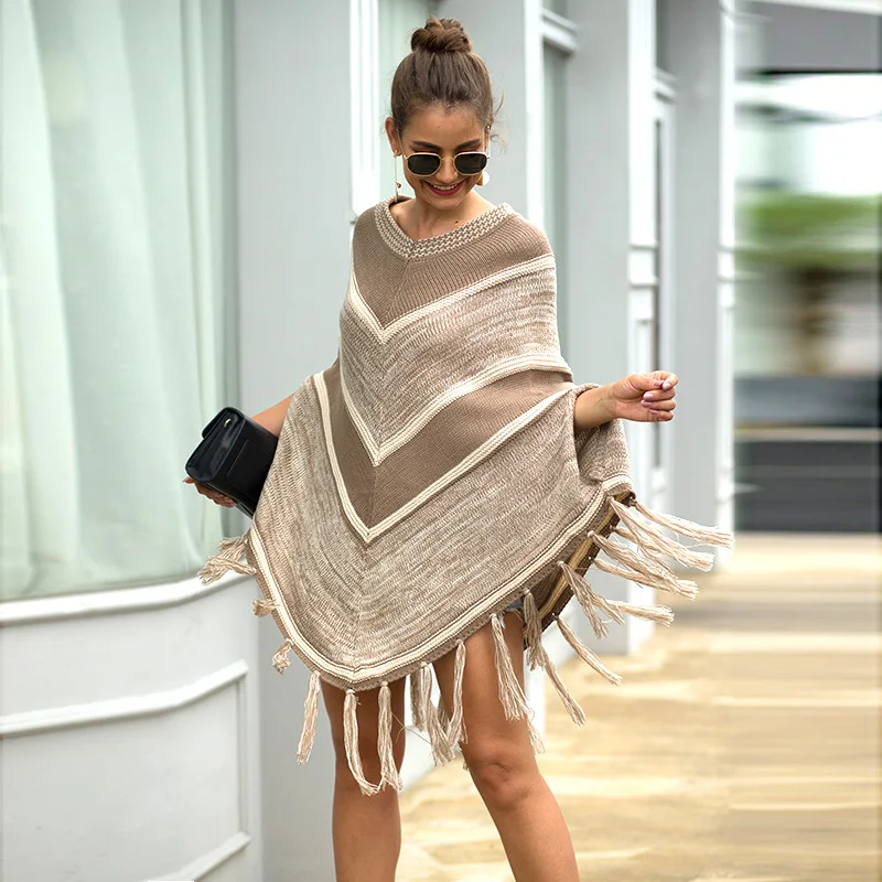 Пуловер вязаный накидка свитер 2020 осень зима рукав летучая мышь o образный вырез