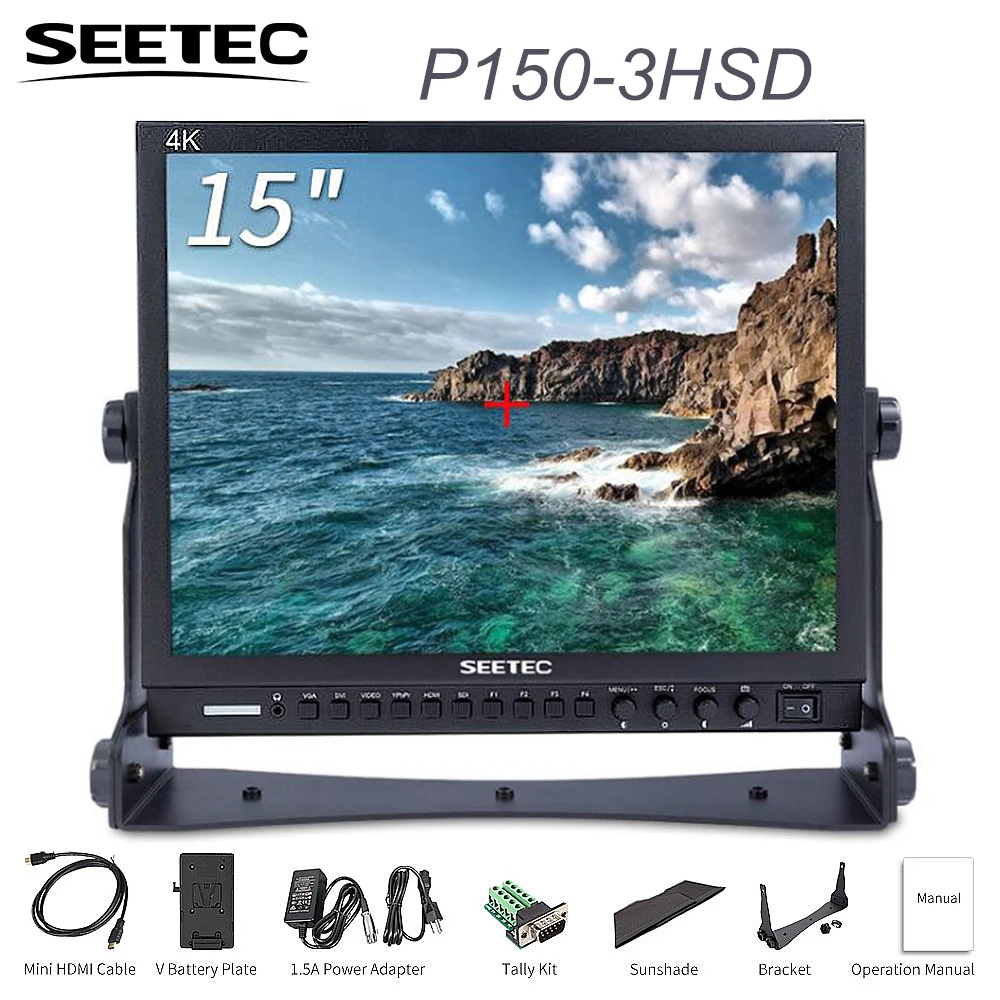 

Seetec P150-3HSD 15 Inch 3G-SDI HDMI Broadcast Monitor HD 1024x768 with AV YPbPr Peaking Focus 15" LCD Monitor Aluminum Design