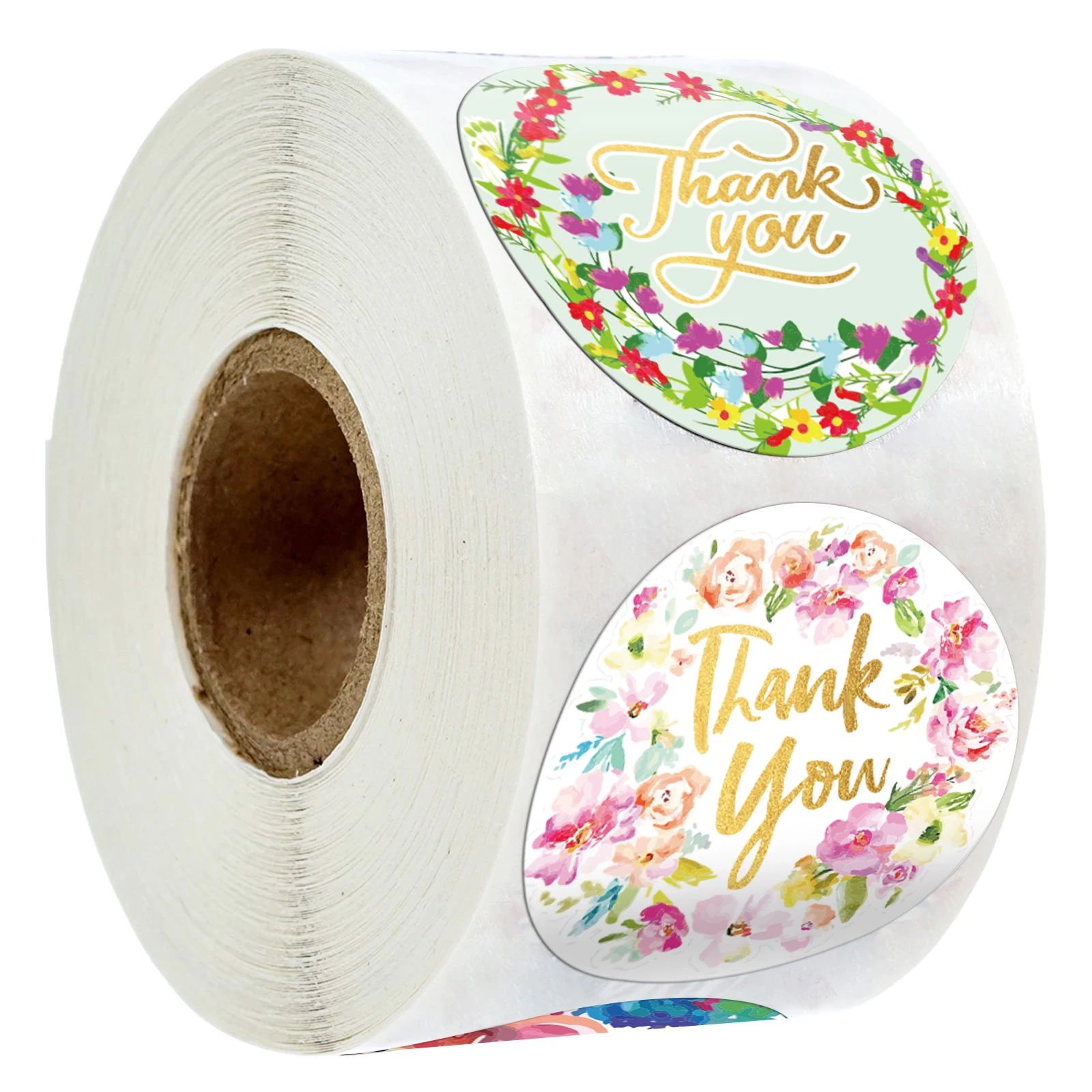 

500pcs/roll Round Floral Thank You Stickers Scrapbooking for Xmas Gift Package Seal Labels Sticker Decoration Wedding Sticker