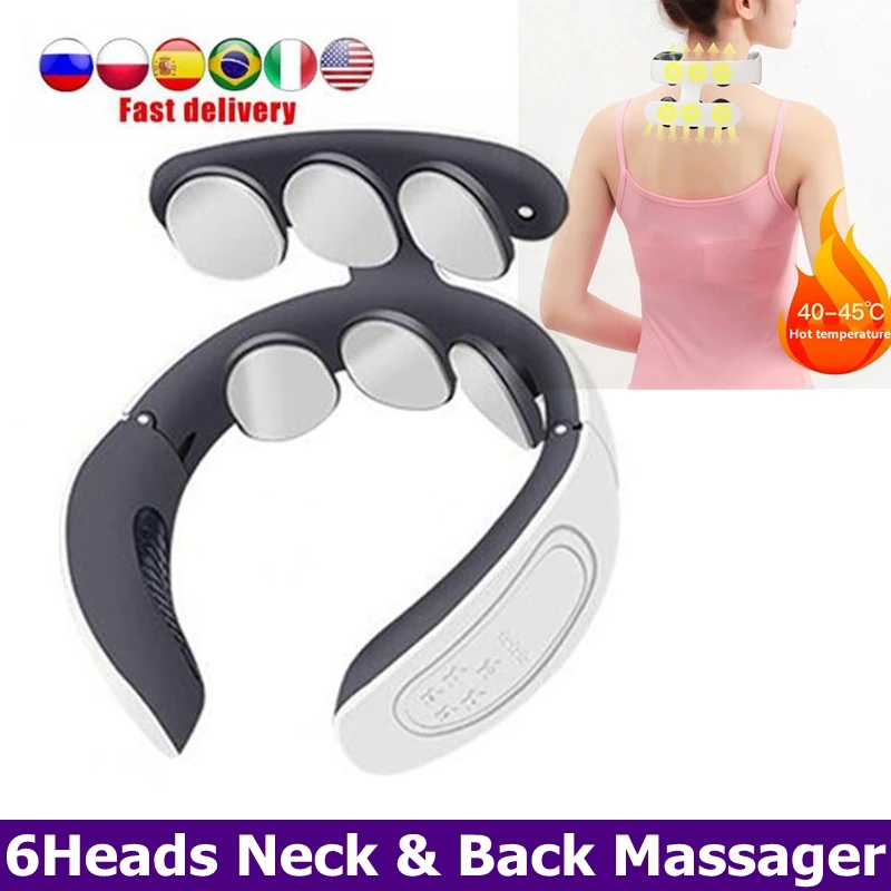 6 головы и шеи массажер Смарт Беспроводной шейный инфракрасный обогрев 360 °