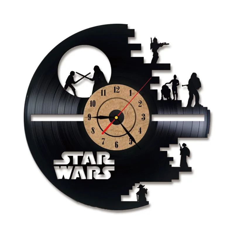 3D Виниловые настенные часы Star Wars Record LP полые в виде компакт диска Декор для дома