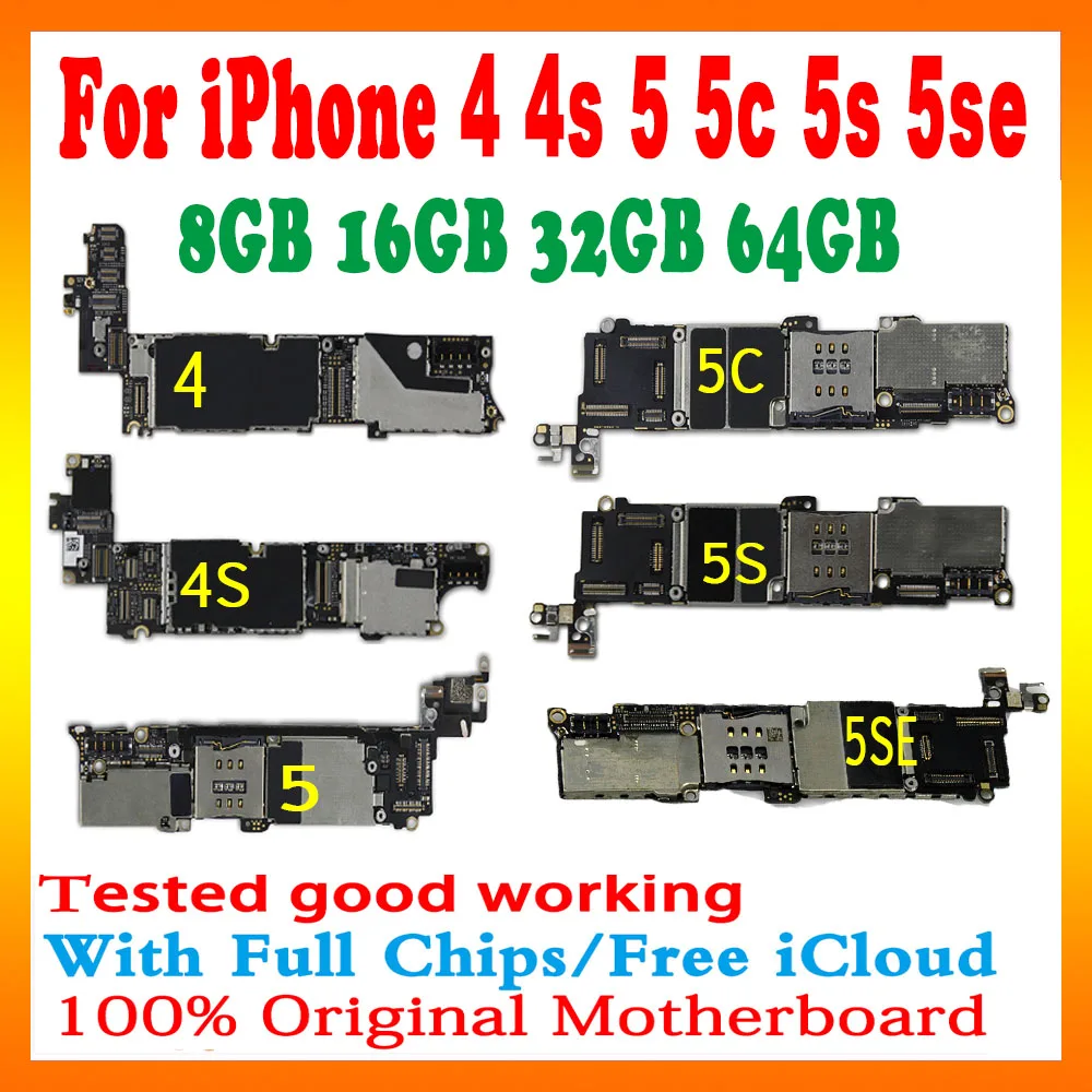 Бесплатная iCloud оригинальный для iphone 4 4S 5 5C 5S 5SE материнская плата разблокирован