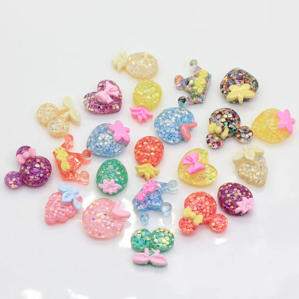 100/50 шт. разнообразные Блестящие Блестки непрозрачные короны яблоко Смола