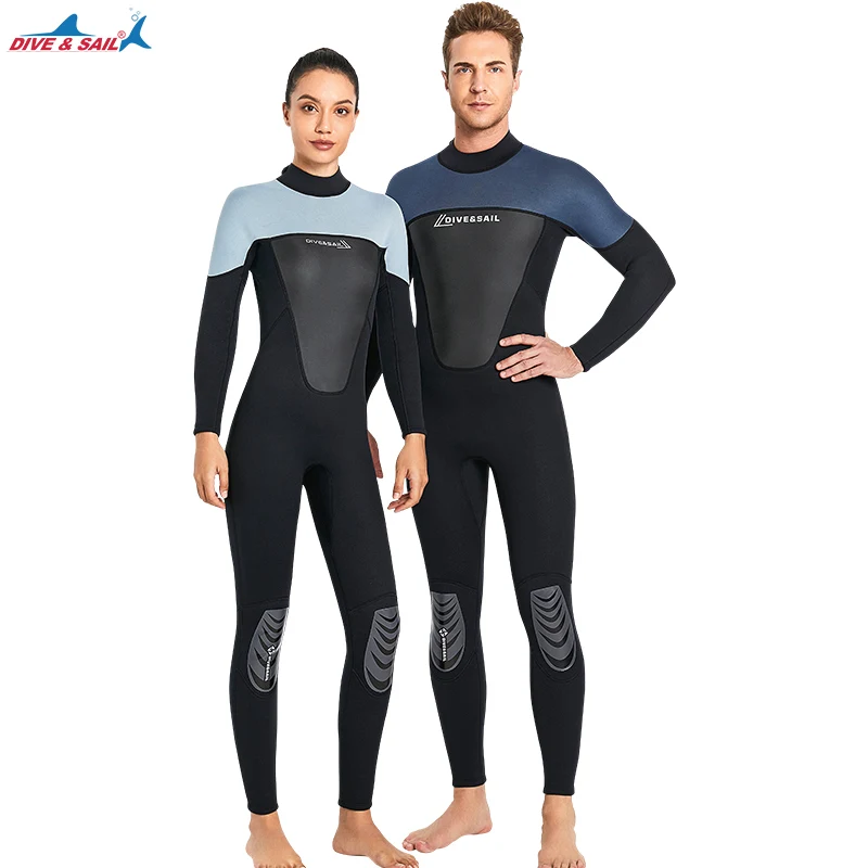 Euro Size Wetsuit Men Women 3mm Neoprene Long Sleeves Full Body Keep Warm Back Zipper for Diving Surfing Snorkeling Kayaking
