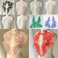 1 pair lace applique trim embroidery sewing motif diy wedding bridal crafts embroidery flower