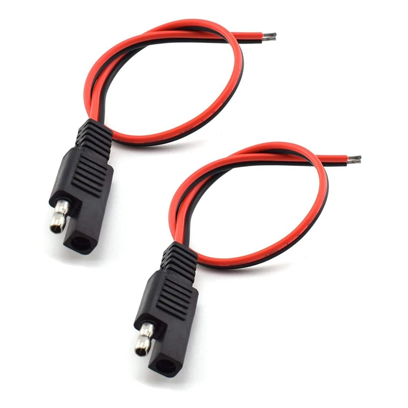 2 Pcs 18AWG SAE Extension Cable 2-Pin SAE Quick Connector Disconnect Plug 10A Solar Battery Panel SAE Plug Wire 1Ft/30Cm