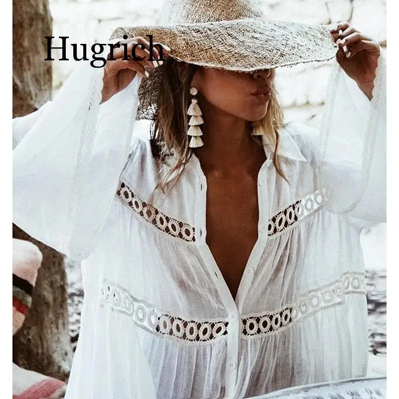 2020 Женская кружевная вязаная крючком однотонная Пляжная накидка сексуальная